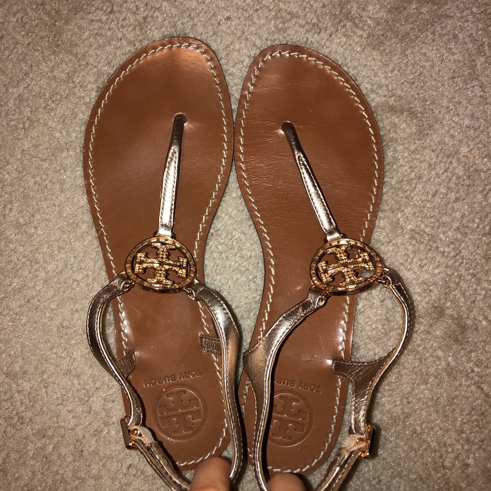 Tory Burch Gold Miller Toe Thong Sandal